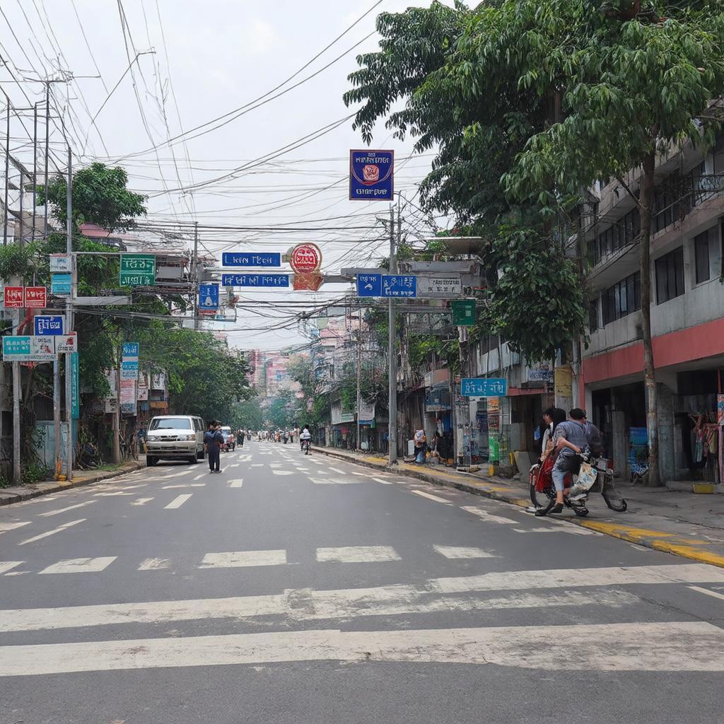 Góc nhìn từ Điểm trung chuyển Long Biên ra phố Nguyễn Trung Trực và khu vực xung quanh.