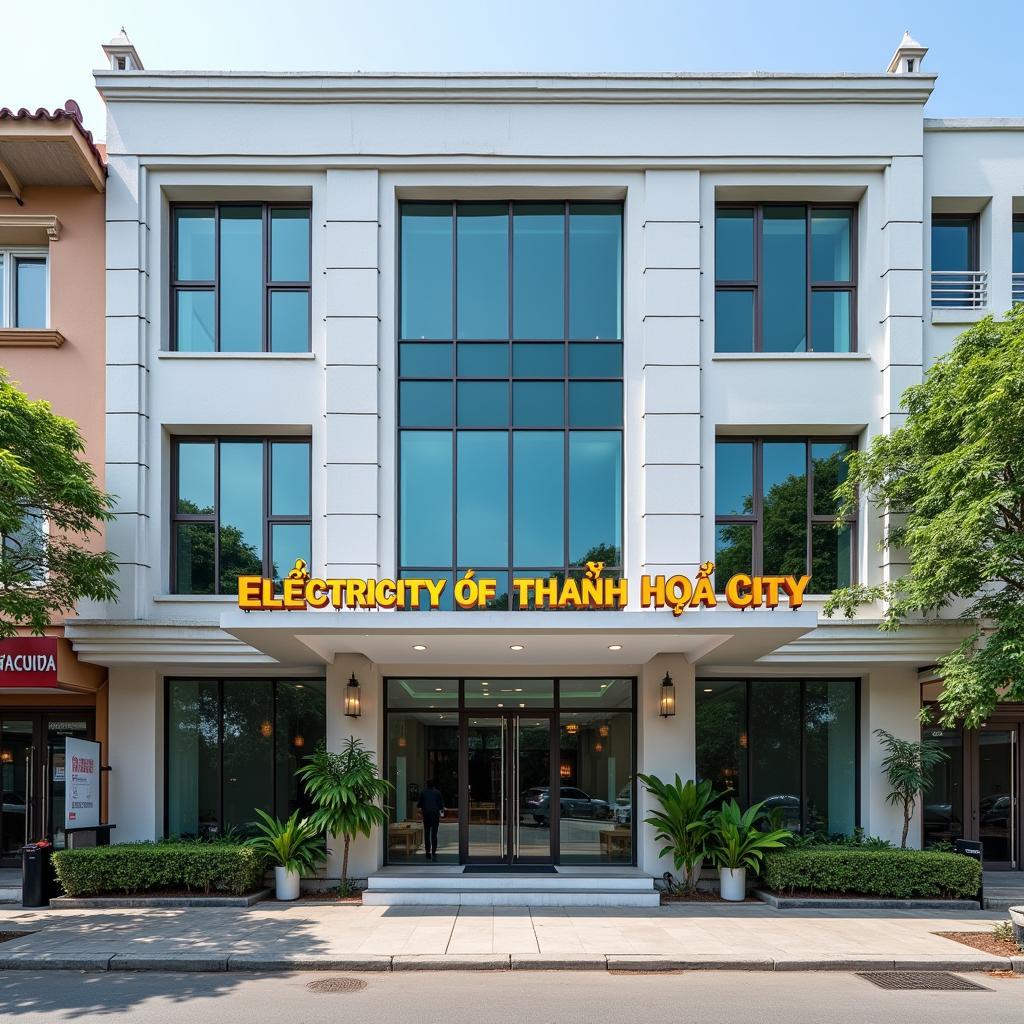 Toàn cảnh mặt tiền Điện Lực TP Thanh Hoá tại địa chỉ 84 Bà Triệu, thành phố Thanh Hóa