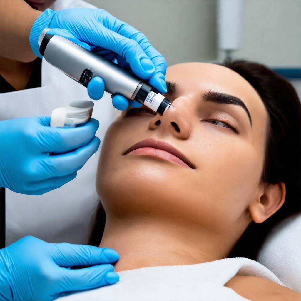 Minh họa một liệu pháp điều trị da liễu như trị mụn hoặc nám tại phòng khám chuyên khoa