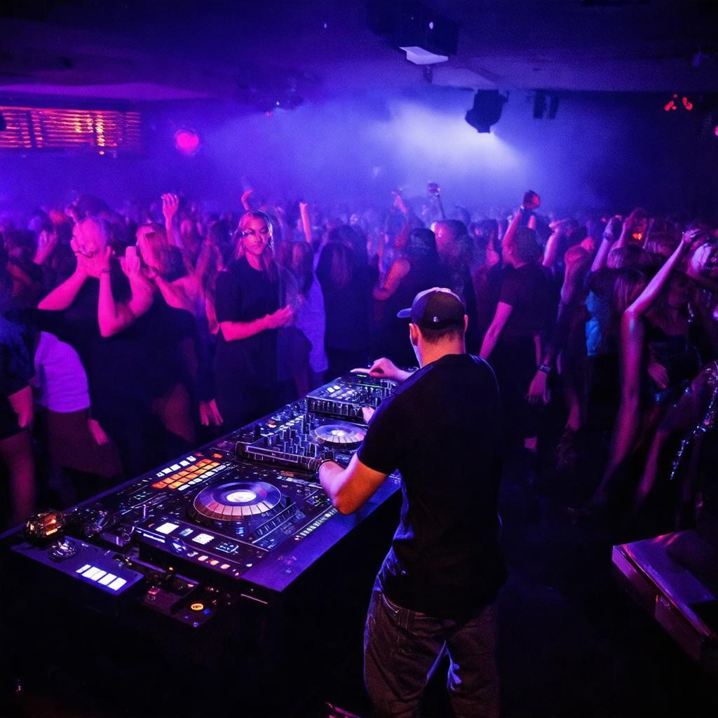 DJ chơi nhạc sôi động tại quầy điều khiển, sàn nhảy Klub One đầy năng lượng