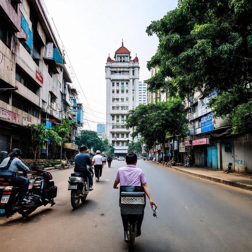Dốc Bác Cổ với Bưu điện Hà Nội hiện ra phía xa
