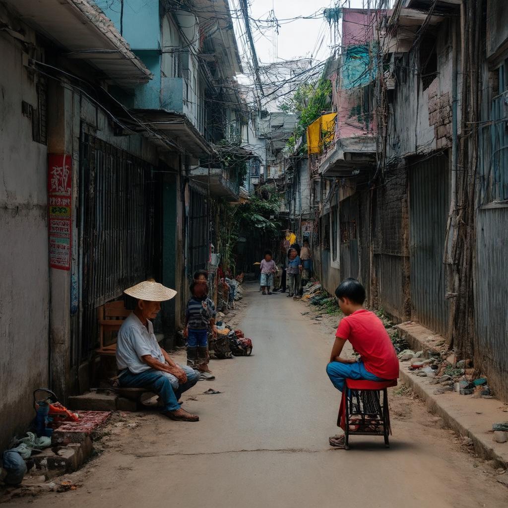 Hình ảnh đời sống bình dị, hàng xóm trò chuyện trong con ngõ nhỏ ở Hà Nội.