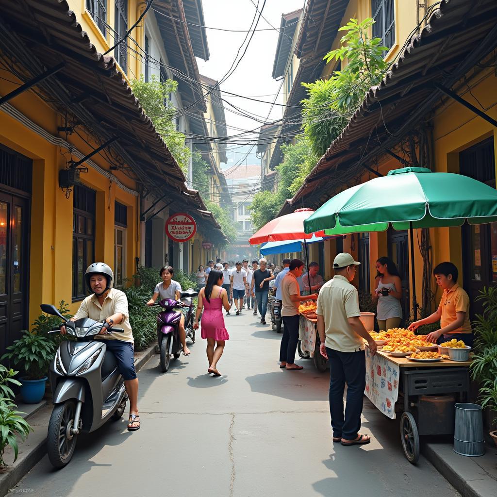 Khung cảnh cuộc sống thường ngày và các hoạt động buôn bán tại ngõ 281 Trần Khát Chân Hà Nội