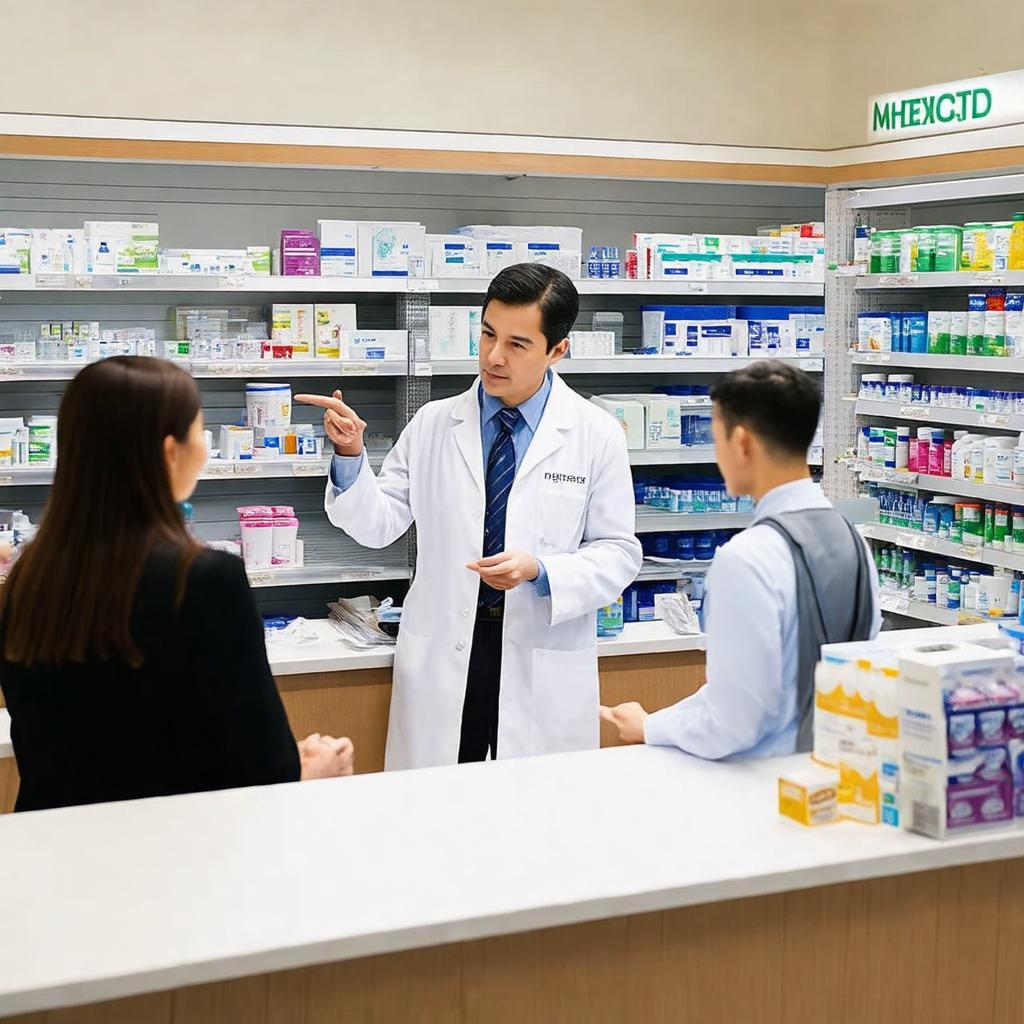 Dược sĩ Nhà thuốc Mỹ Linh tận tâm tư vấn cho khách hàng về thuốc và sức khỏe.