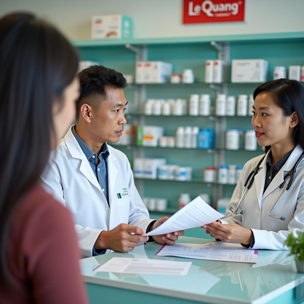 Dược sĩ Nhà thuốc Lê Quang tận tình tư vấn về thuốc và sức khỏe cho người dân khu vực An Lạc A Bình Tân