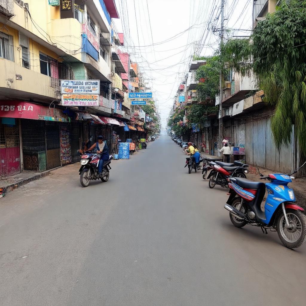 Cảnh quan đường 19/5A Tân Bình với sự kết hợp khu dân cư và dịch vụ tiện lợi.