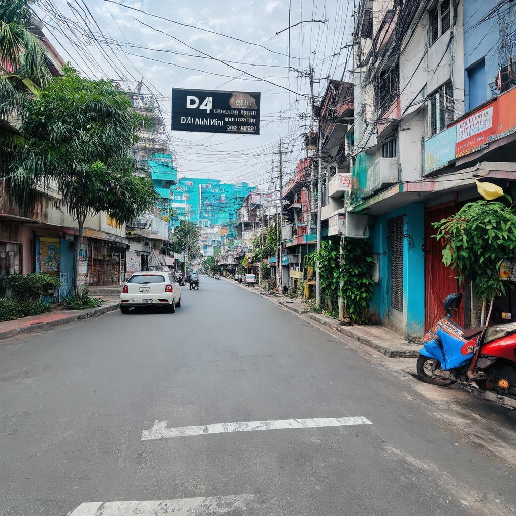 Toan canh mot doan duong D4 Quan 7 voi cac cua hang va toa nha
