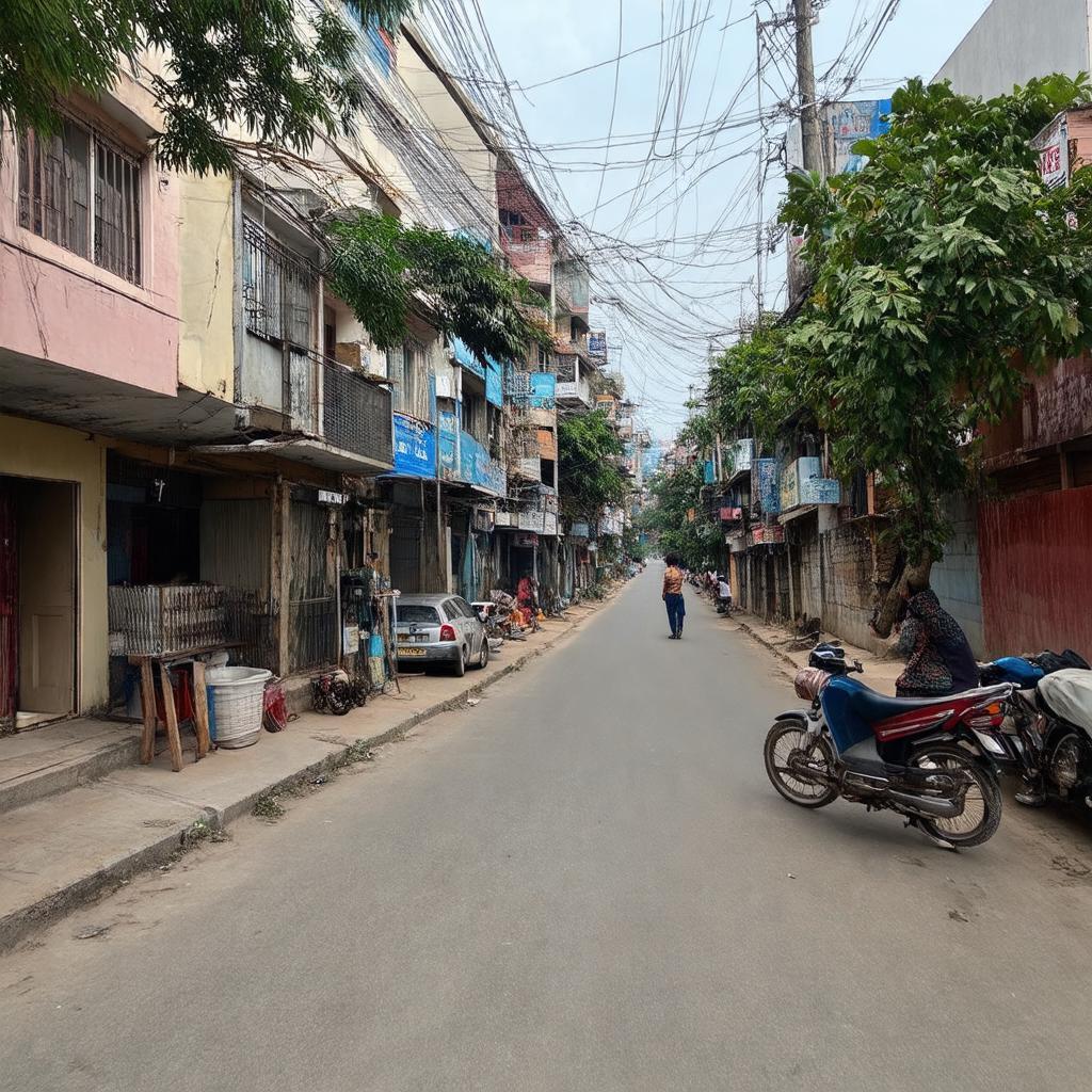 Hình ảnh con đường Đặng Văn Sâm, Phú Nhuận với nhà phố và các cửa hàng nhỏ yên bình.
