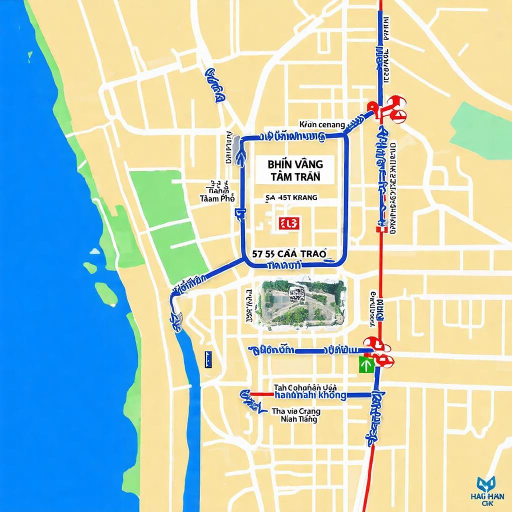 Hình ảnh minh họa các tuyến đường chính từ trung tâm Nha Trang dẫn đến BVĐK Tâm Trí Nha Trang, giúp người xem hình dung cách đi lại thuận tiện.