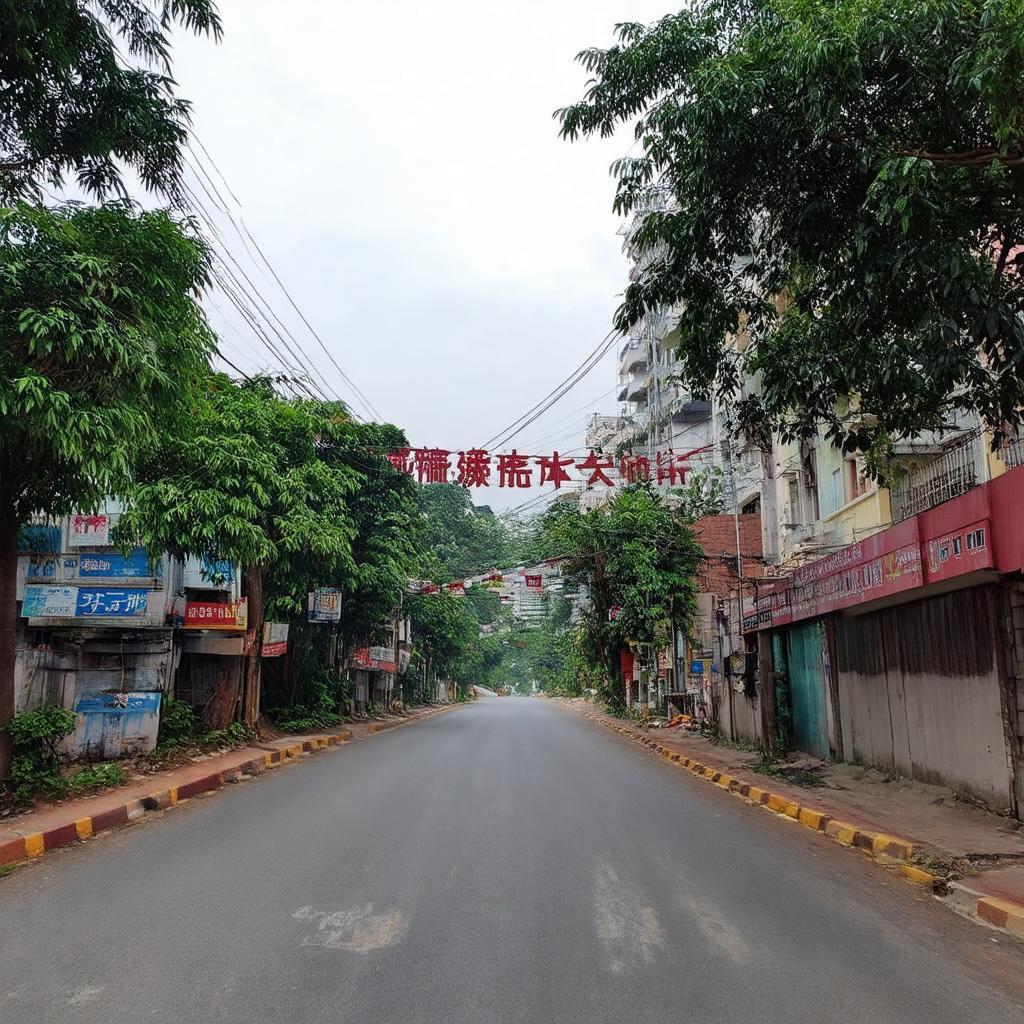 Con đường dẫn vào Khu đô thị Xa La, Hà Đông, gần vị trí của VinMart Xa La