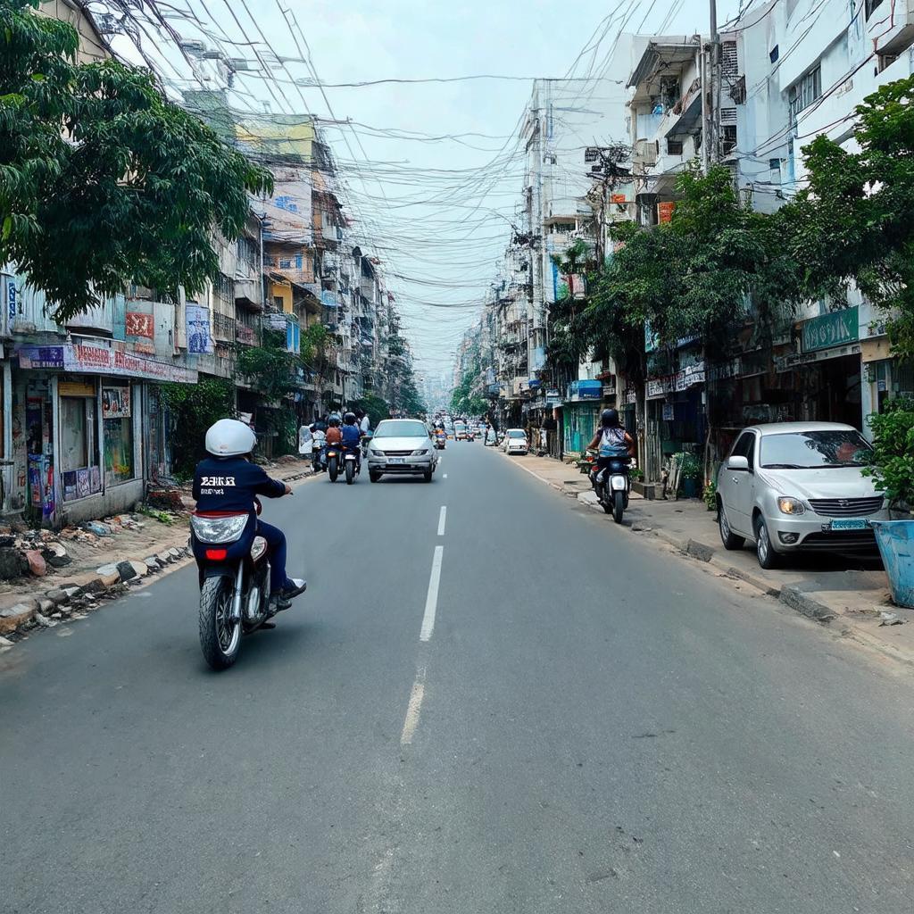 Cảnh đường Nguyễn Bình, tuyến đường chính dẫn tới UBND huyện Nhà Bè