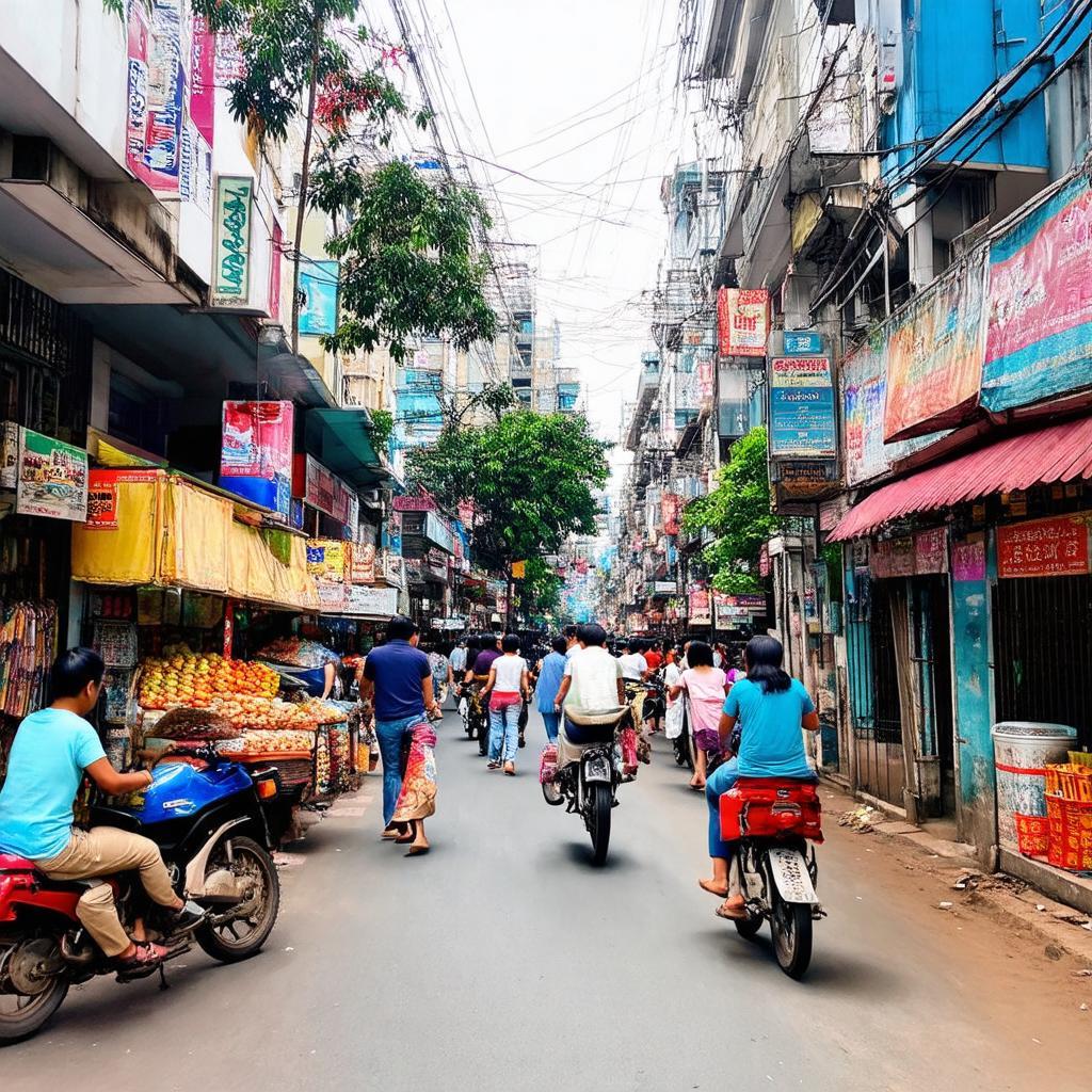 Khung cảnh sầm uất, nhộn nhịp trên đường Nguyễn Trãi, Quận 1 gần ký túc xá