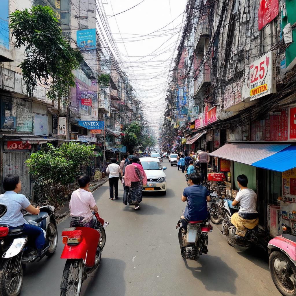 Khung cảnh phố Bà Triệu nhộn nhịp gần cửa hàng Thời Trang Vinatex 25 Bà Triệu, Hoàn Kiếm, Hà Nội.