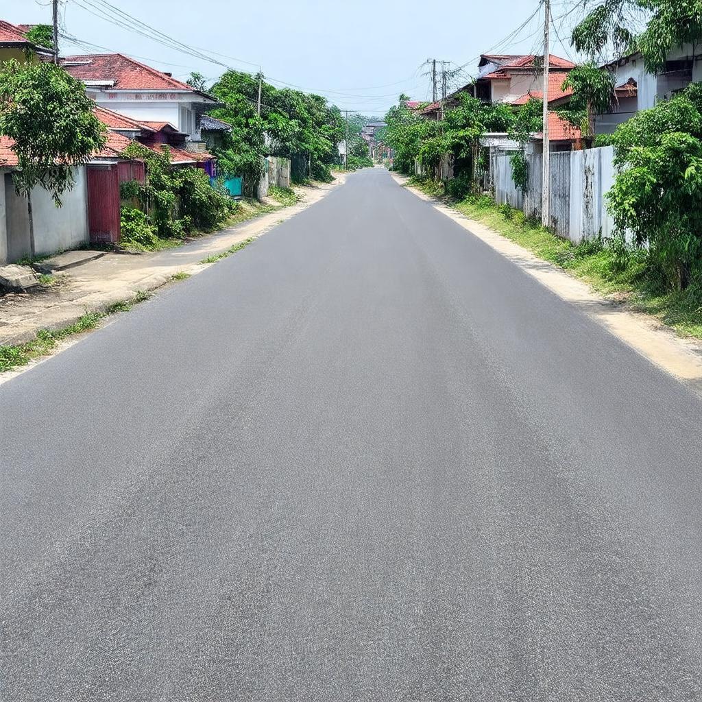 Một con đường nhựa sạch sẽ tại khu vực Ấp Nam Lân, xã Bà Điểm, Hóc Môn với nhà cửa hai bên
