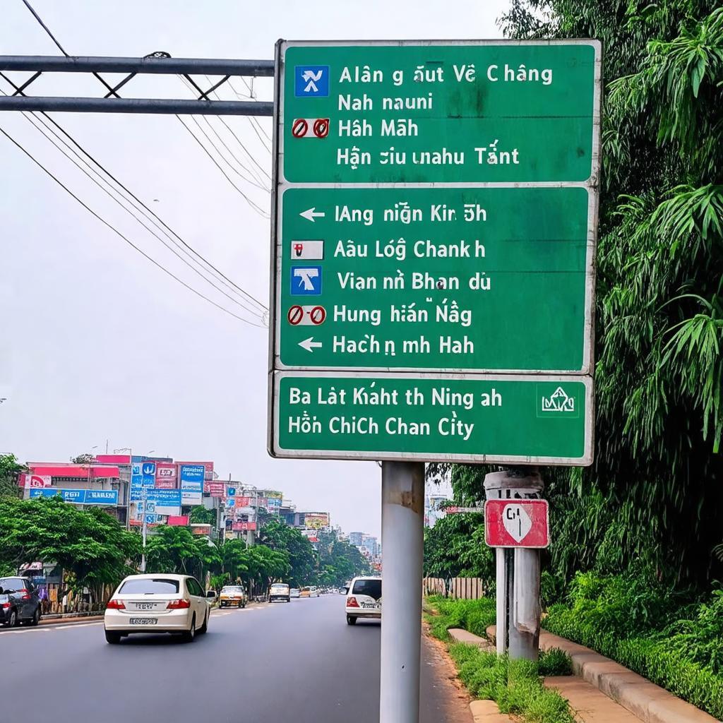 Biển báo chỉ dẫn hướng đi tại khu vực Ngã tư Ba Lát thuộc huyện Bình Chánh