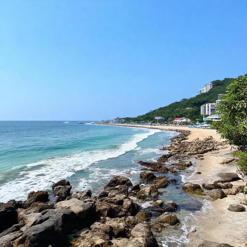 View biển bình yên tại Eo Ông Từ số 47 đường Ven Biển Vũng Tàu với đá và sóng vỗ