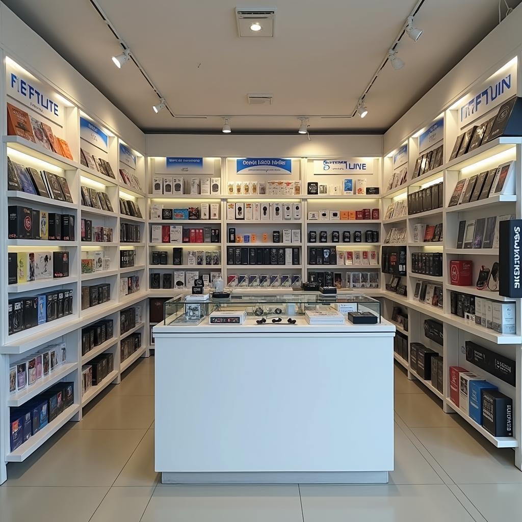 Ben trong cua hang F5 Store Quan 10 trung bay da dang san pham phu kien cong nghe