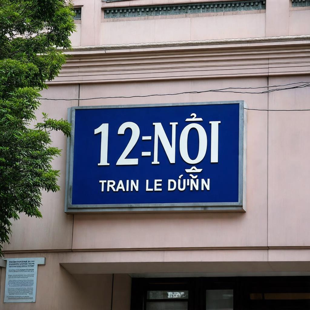 Biển hiệu hoặc tòa nhà chính Ga Hà Nội hiển thị rõ địa chỉ 120 Lê Duẩn.