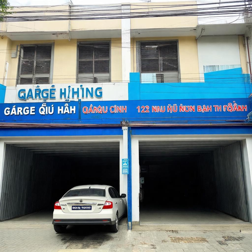 Hình ảnh mặt tiền Garage Quê Hương 129 Nguyễn Hữu Cảnh Bình Thạnh, nhận diện địa chỉ dễ dàng