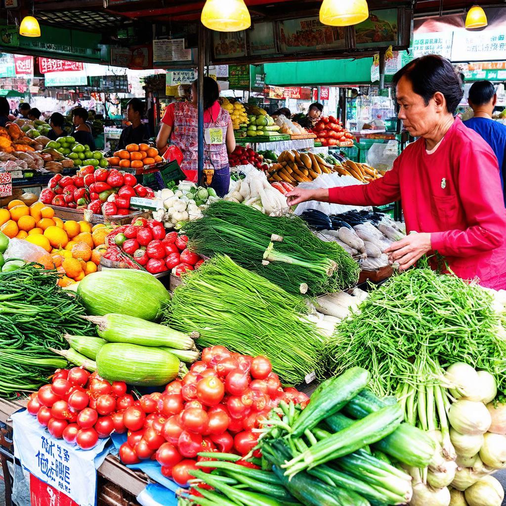 Gian hàng bán rau củ quả tươi ngon, sạch sẽ tại chợ Nam Trung Yên phục vụ cư dân