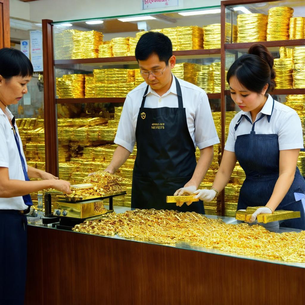 Khách hàng yên tâm giao dịch mua bán vàng tại tiệm vàng Chiến Minh.