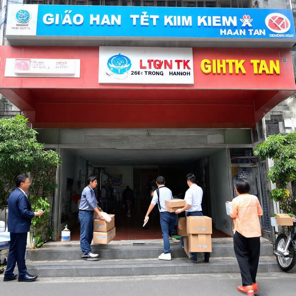 Bưu cục Giao Hàng Tiết Kiệm 266 Lê Trọng Tấn đông đúc với nhiều người đến gửi và nhận hàng