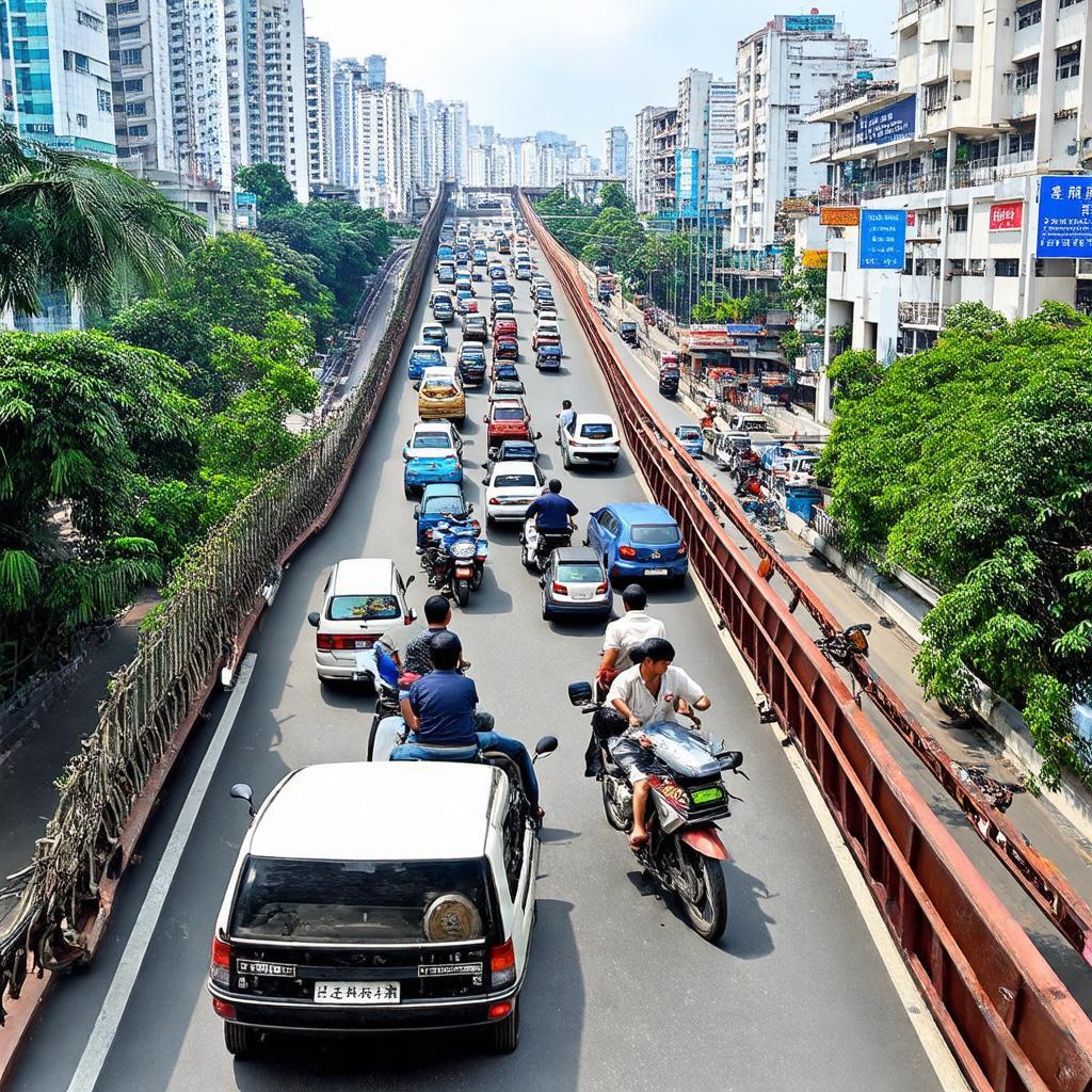 Canh giao thong dong duc tren Cau Chu Y vao gio cao diem tai TP.HCM
