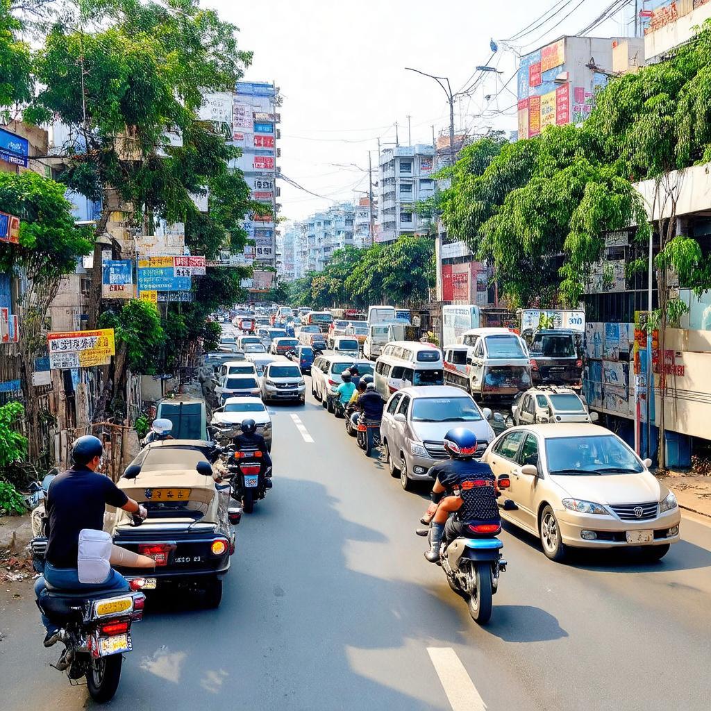Hinh anh giao thong dong duc tren duong Cong Hoa quan Tan Binh gio cao diem