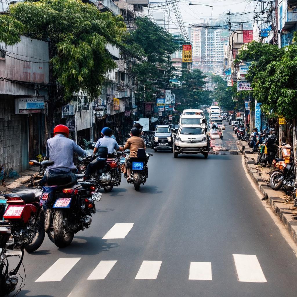 Khung canh giao thong tap nap tren duong Van Cao vao gio cao diem