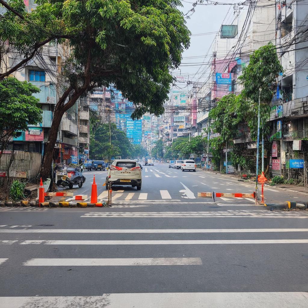 Hình ảnh giao thông thuận lợi tại một nút giao gần đường Phan Bá Vành, Nam Từ Liêm