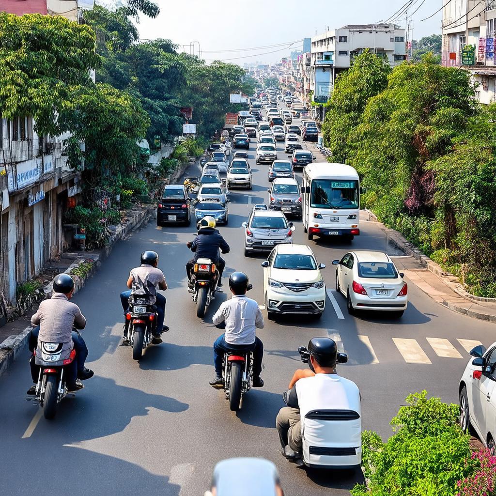 Canh giao thong dong duc tai nga nam dai hoc da lat vao khung gio cao diem