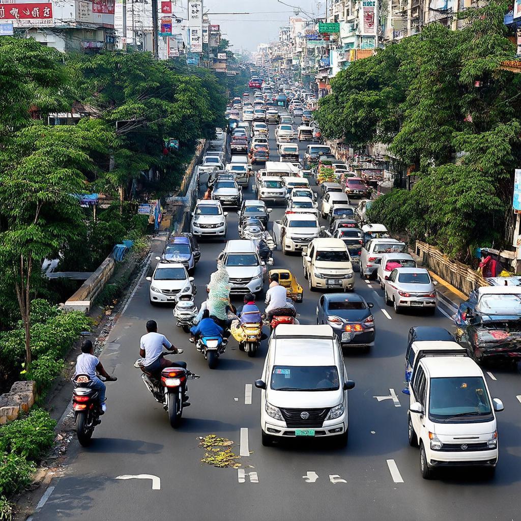 Hình ảnh giao thông nhộn nhịp tại Ngã tư Địa Chất vào giờ cao điểm