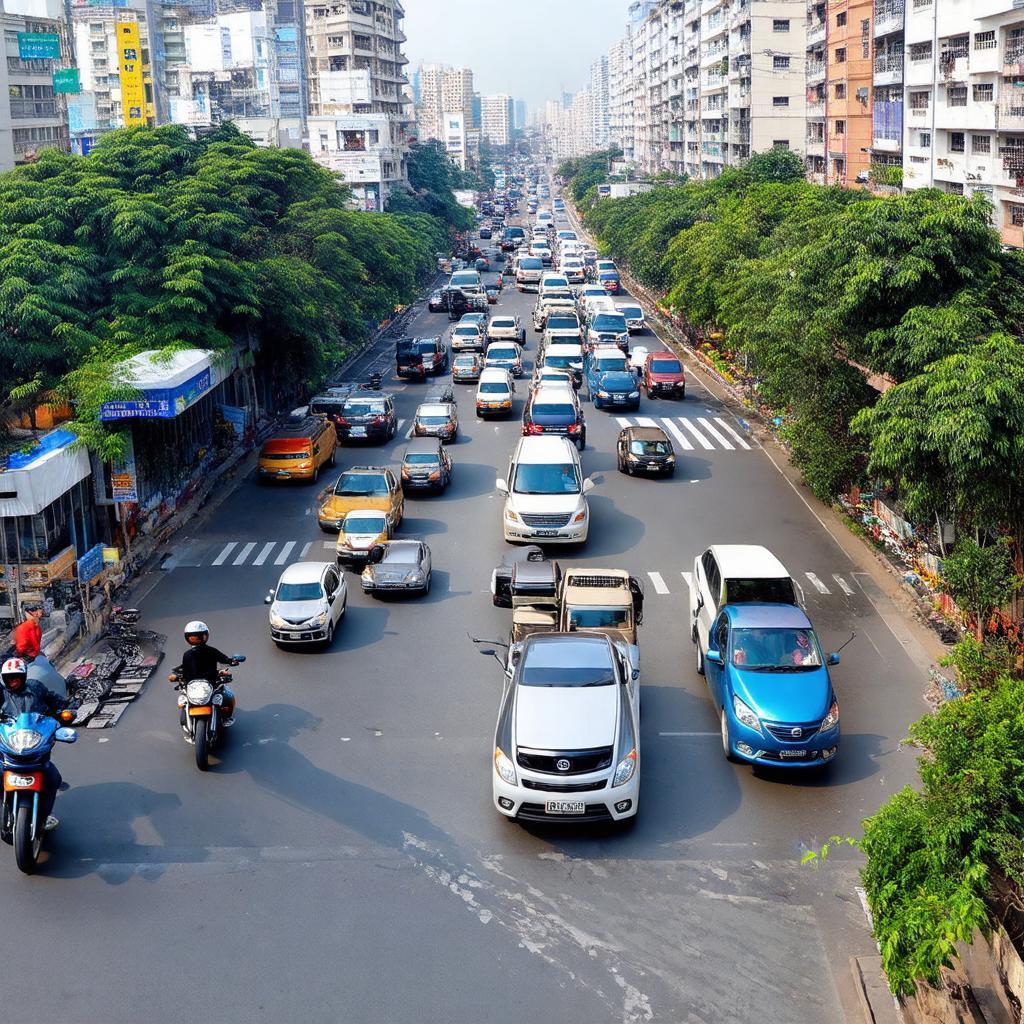 Hình ảnh giao thông tấp nập tại Ngã tư Văn Phú Hà Đông Hà Nội giờ cao điểm