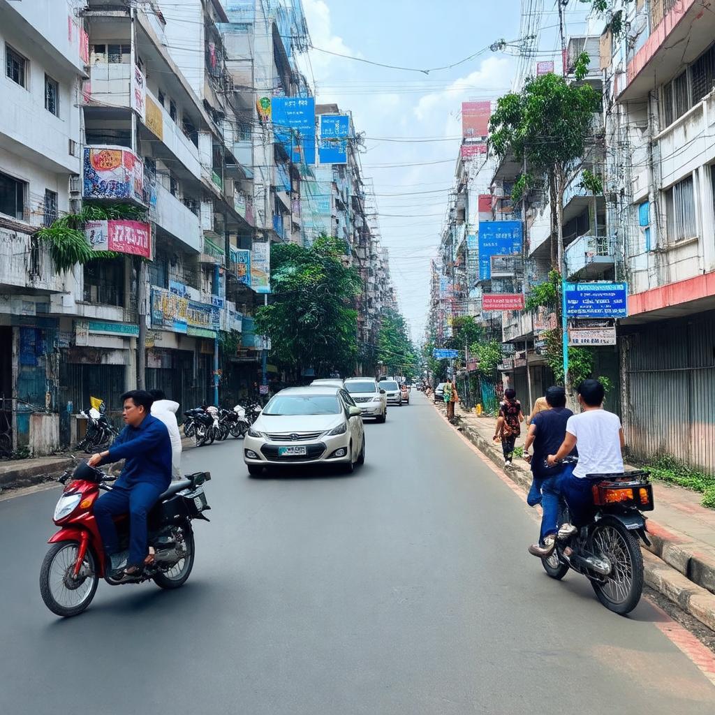 Cảnh giao thông sầm uất trên đường Nguyễn Duy Dương gần Bến xe Cúc Phương, Quận 5.