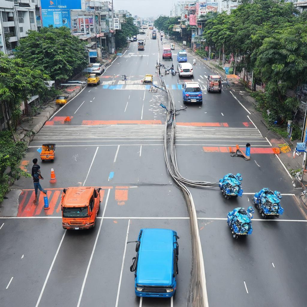 Giao thông tại ngã tư trên Đường Nguyễn Hoàng Tôn tấp nập và thuận lợi