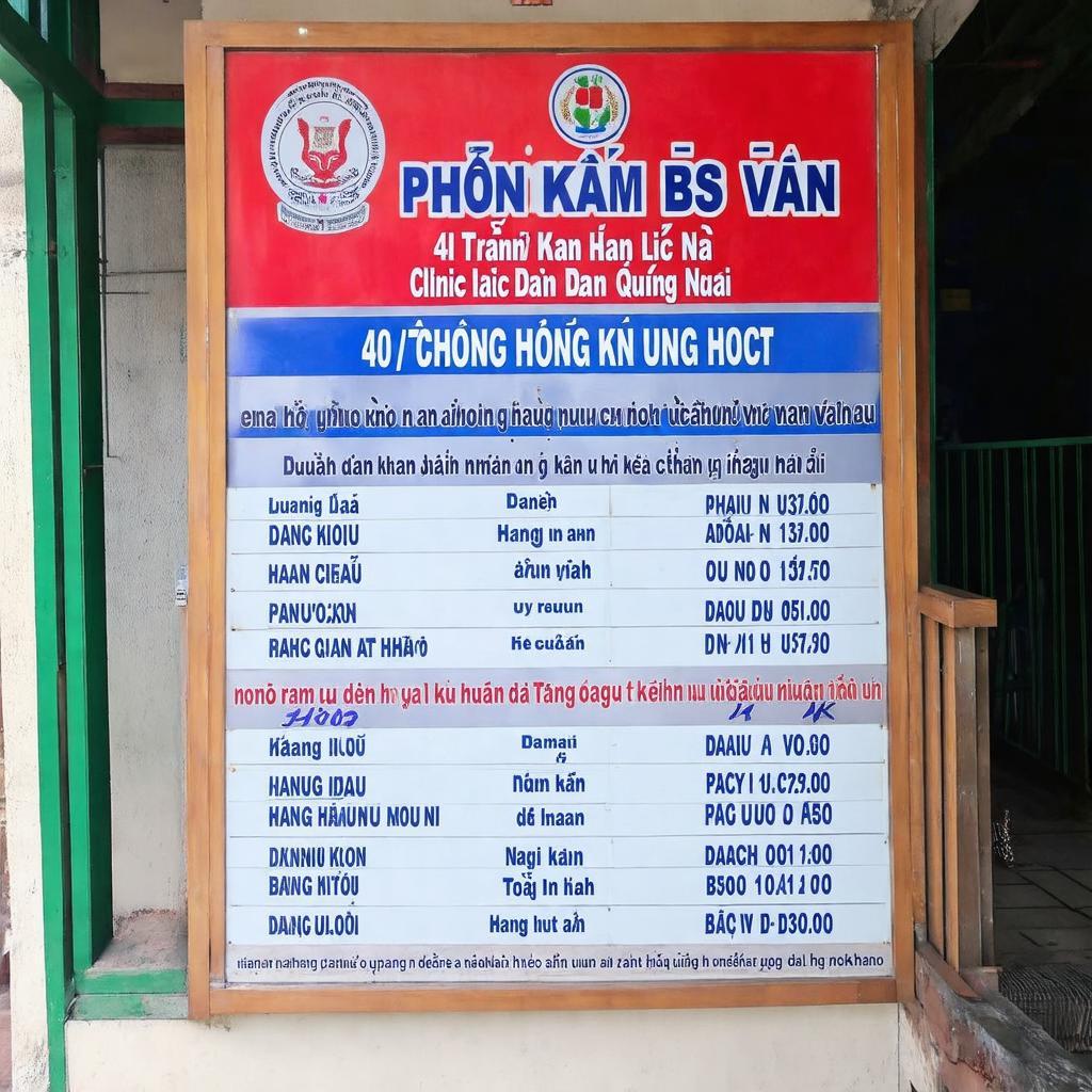 Bang thong bao gio lam viec Phong Kham BS Van 40 Tran Hung Dao Quang Ngai