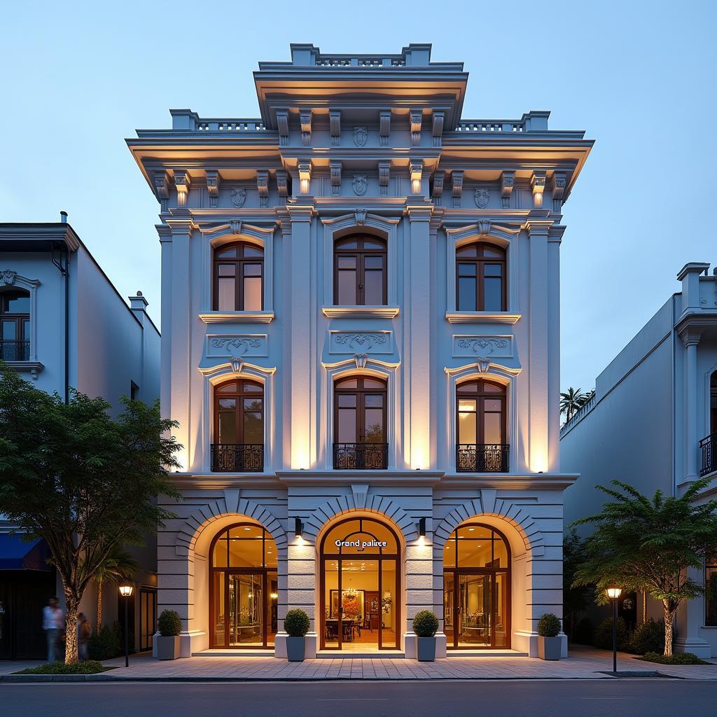 Toàn cảnh mặt tiền Grand Palace 142/18 Cộng Hòa Tân Bình nhìn từ ngoài đường