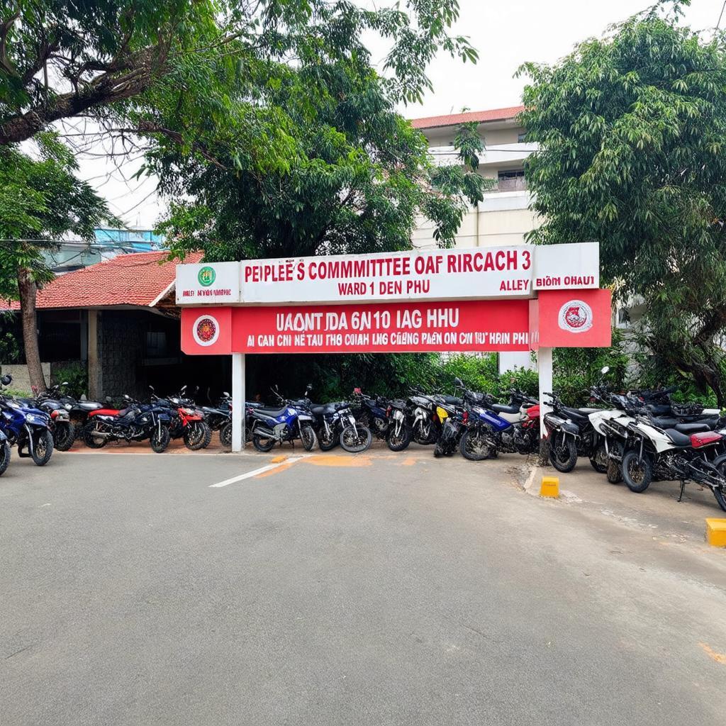 Khu vực gửi xe máy dành cho người dân đến làm việc tại UBND Phường 1 Quận 3