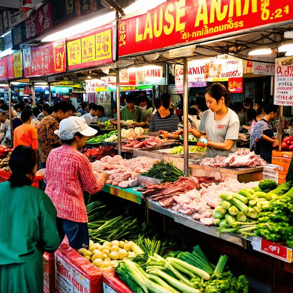 Hang hoa tuoi ngon va khu am thuc soi dong tai Chợ Tân Lập