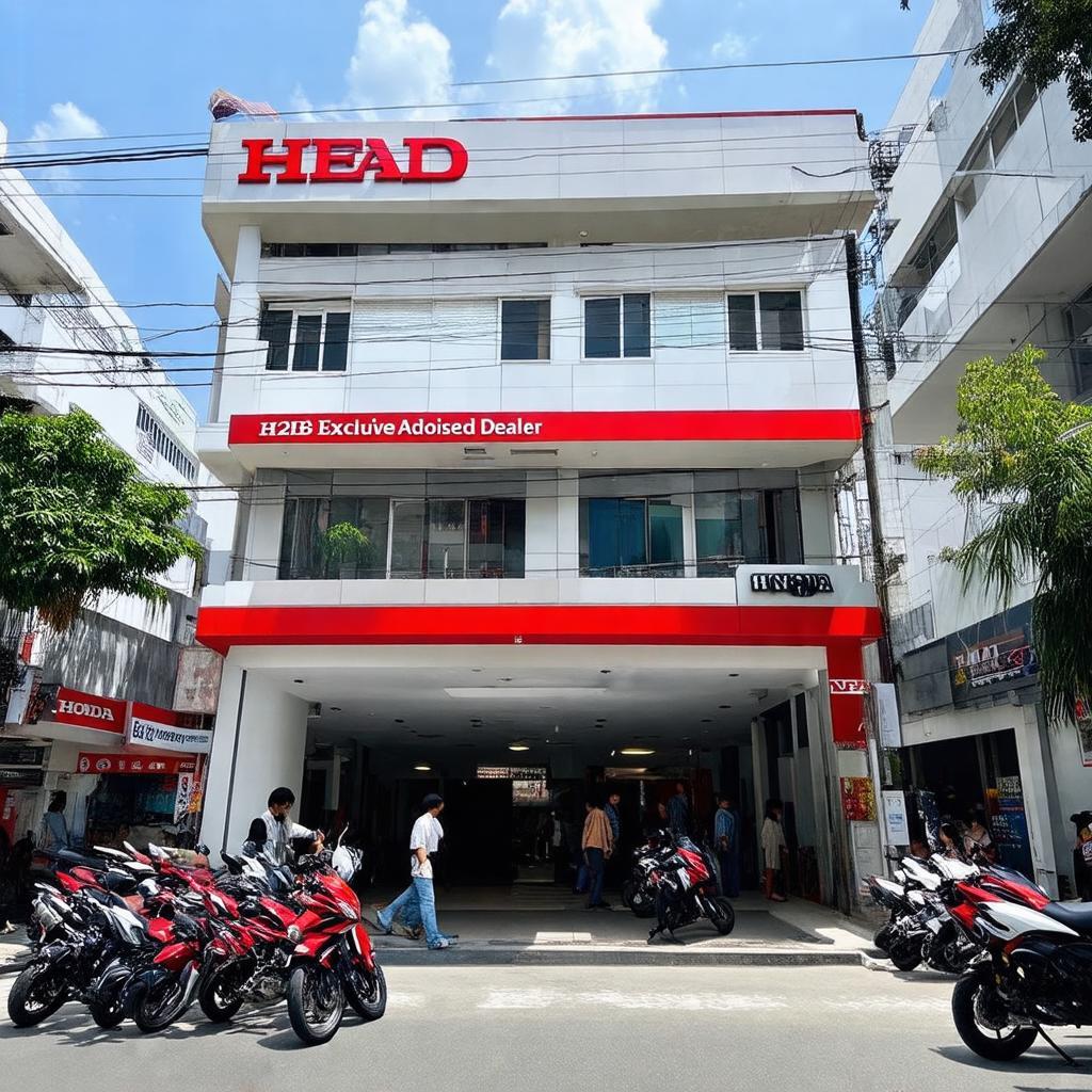 Toàn cảnh mặt tiền HEAD Honda Tường Nguyên 3 tại địa chỉ 212B Nguyễn Trãi, Quận 1