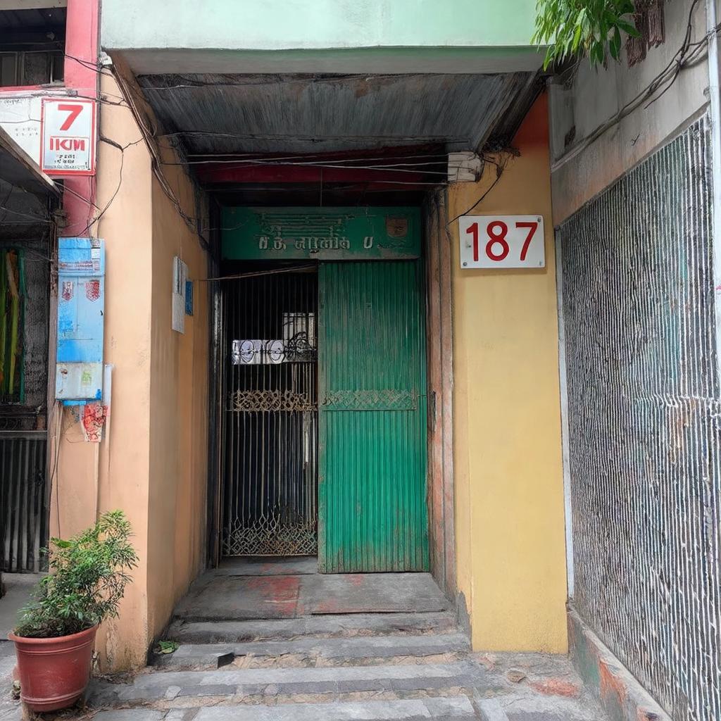 Hình ảnh bên ngoài Hẻm 187 Nguyễn Văn Cừ, quận 5 với bảng số nhà rõ ràng