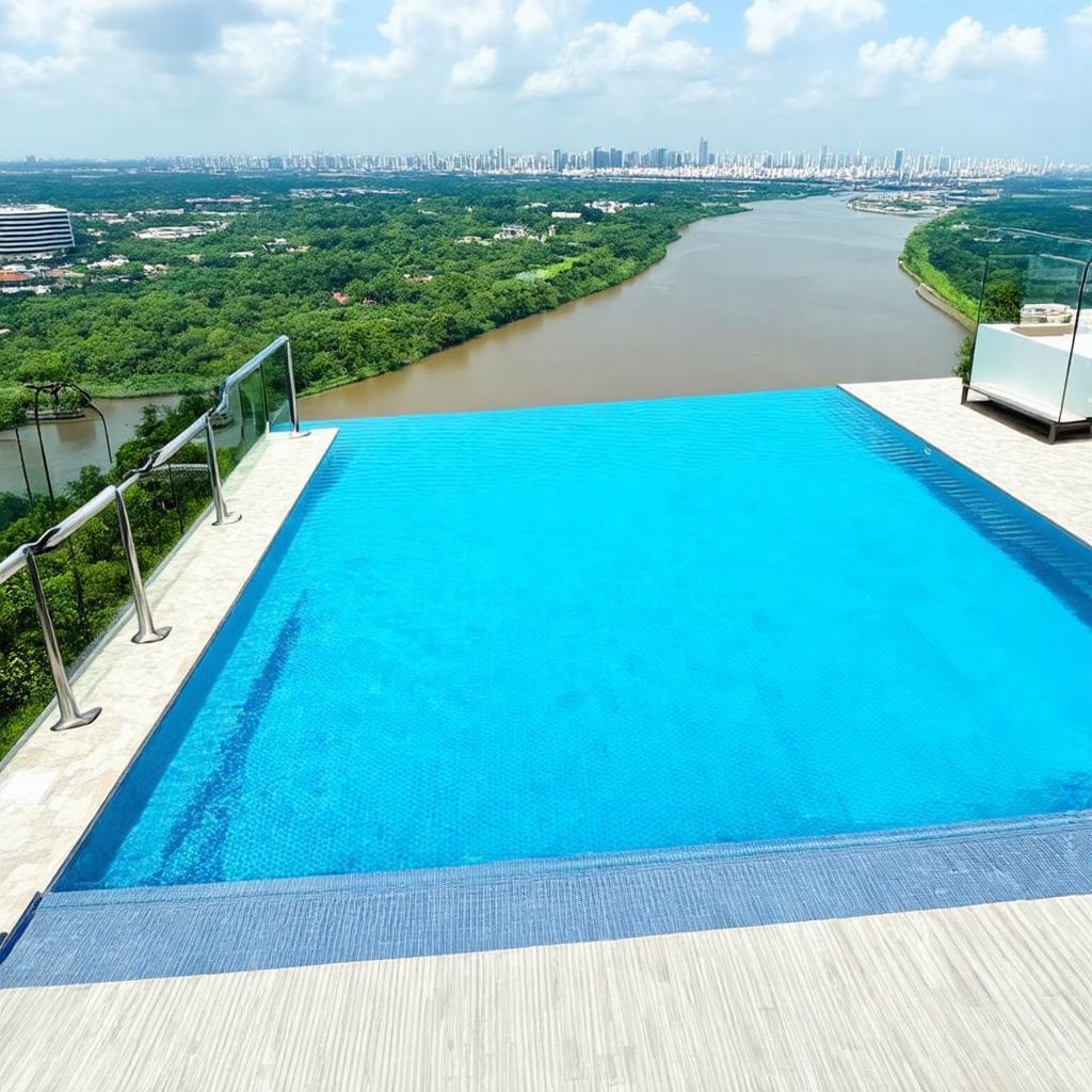 Hồ bơi vô cực trên cao với tầm nhìn toàn cảnh sông Sài Gòn tại An Gia Riverside, nơi thư giãn lý tưởng