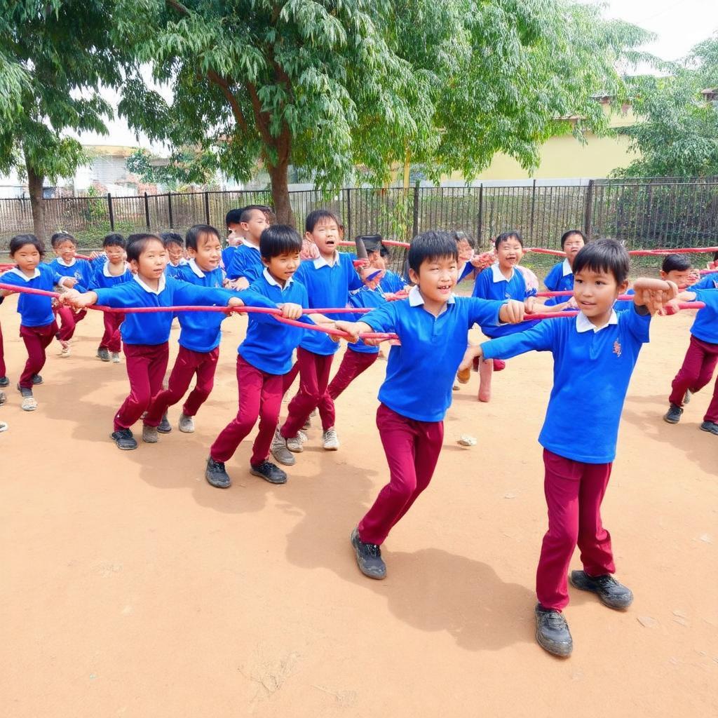 Hoc sinh truong Tieu hoc Nguyen Van Banh tham gia hoat dong ngoai khoa tap the