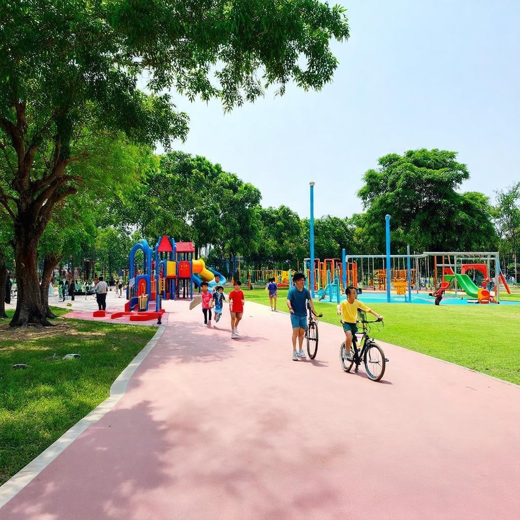 Các hoạt động vui chơi, tập thể dục tại công viên Nam An Khánh, KĐT Nam An Khánh