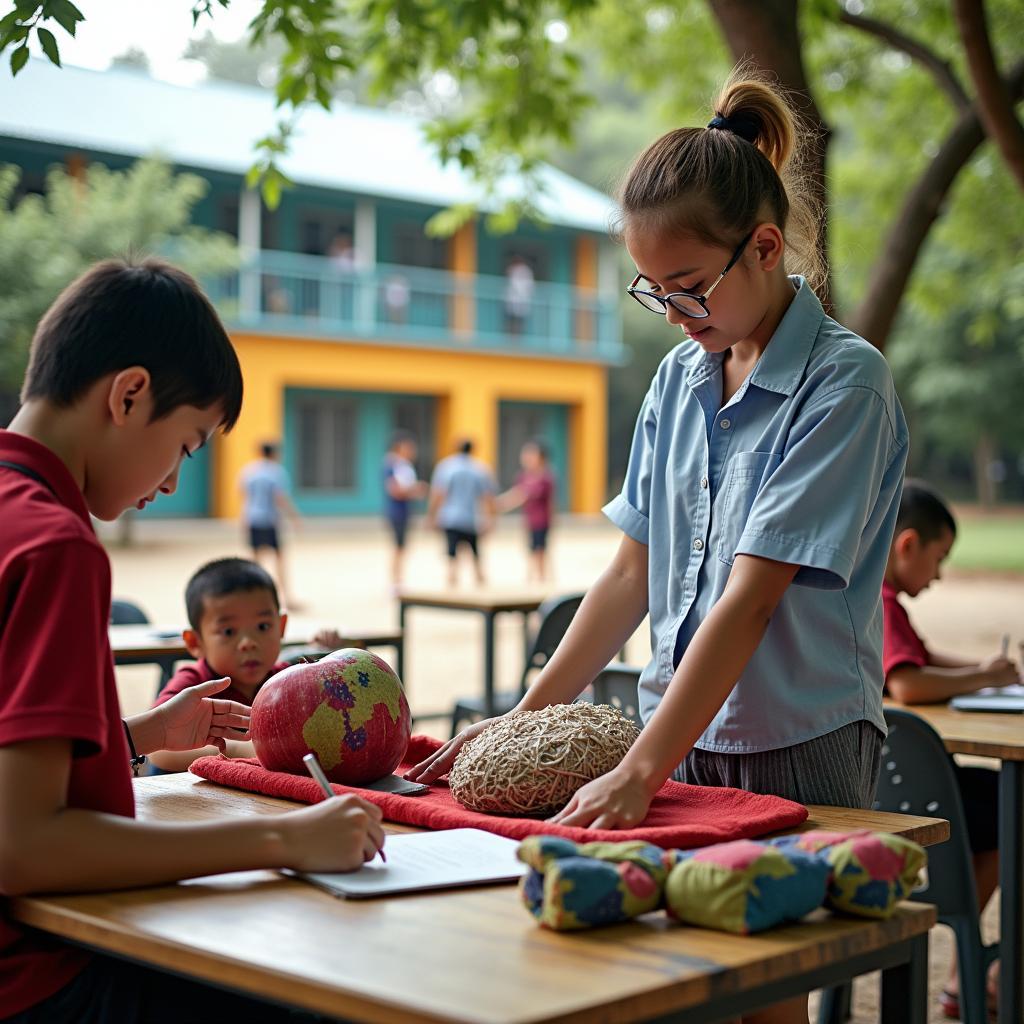 Hinh anh hoc sinh Truong Tieu hoc Tu Hiep tham gia hoat dong tai truong