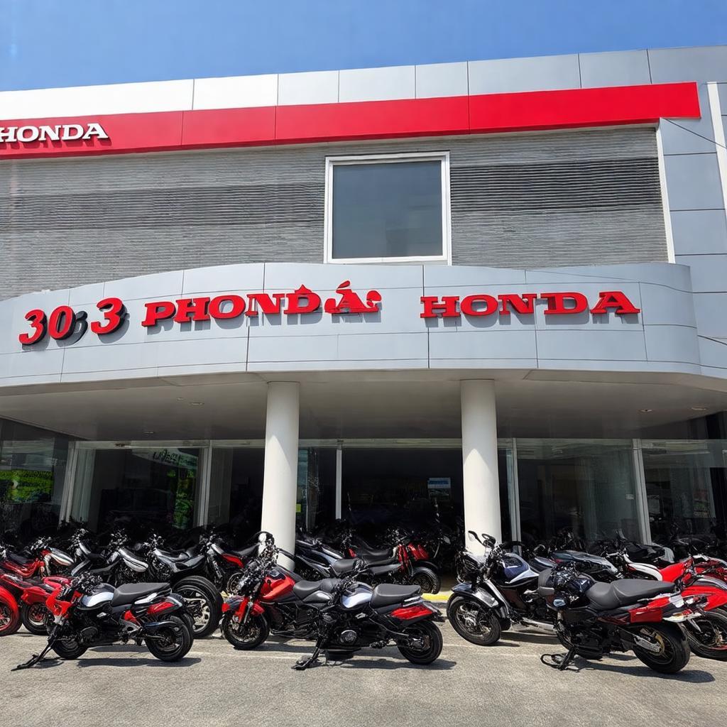 Mặt tiền và biển hiệu của đại lý Honda Cao Sơn 303 Phố Mới Từ Sơn Bắc Ninh