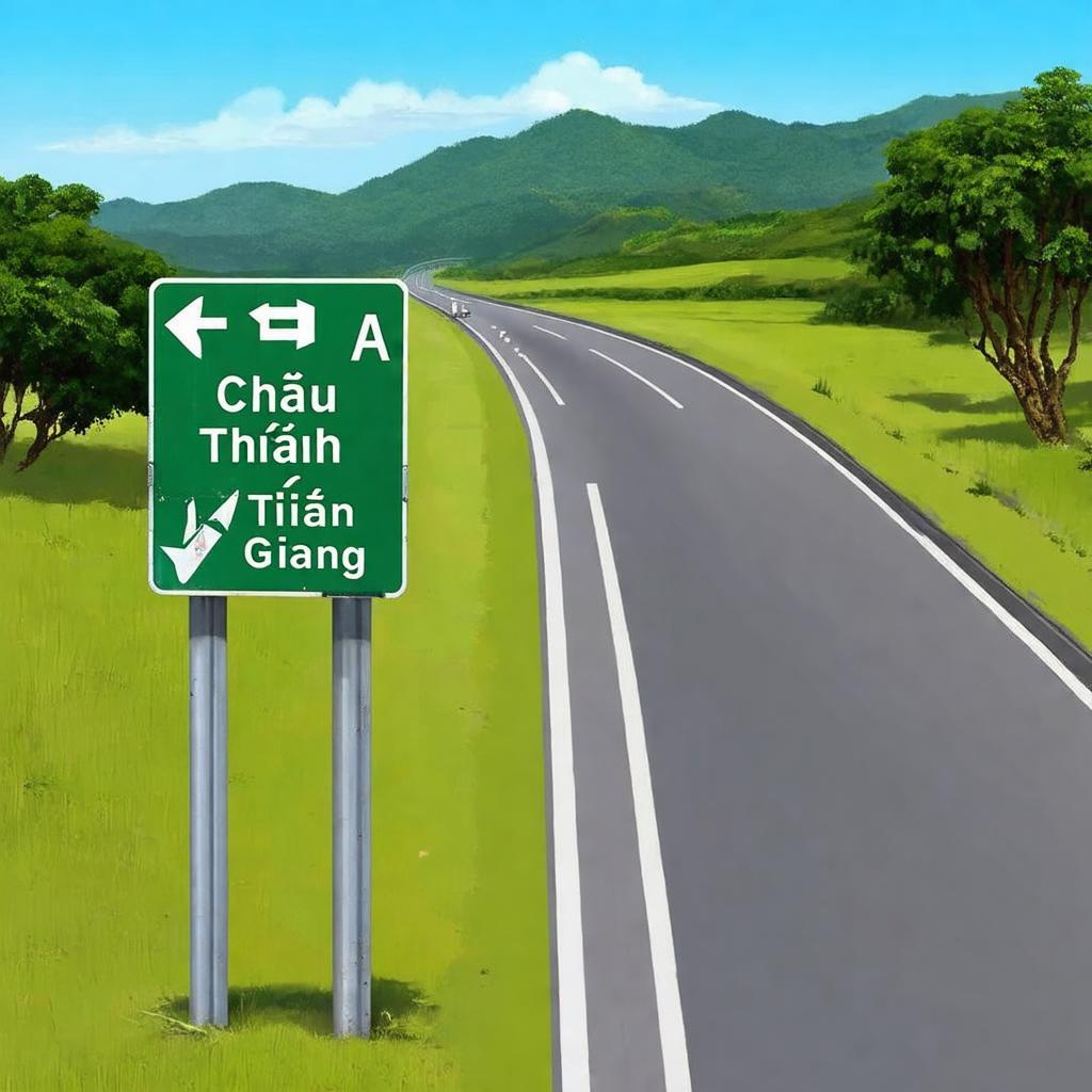 Minh họa tuyến đường di chuyển trên Quốc lộ 1A đến khu vực Huyện Châu Thành, Tiền Giang