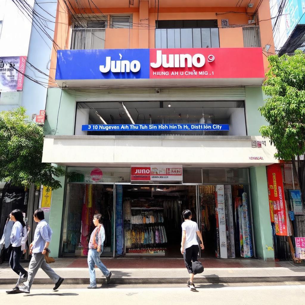 Hinh anh cua hang Juno Nguyen Anh Thu 3-10, Quan 12 tu ben ngoai, the hien mat tien va bien hieu