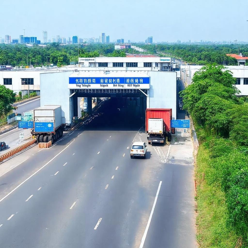 Cổng hoặc khu vực bên ngoài một Khu Công Nghiệp Nhơn Trạch, gần Vòng Xoay Bến Cát.