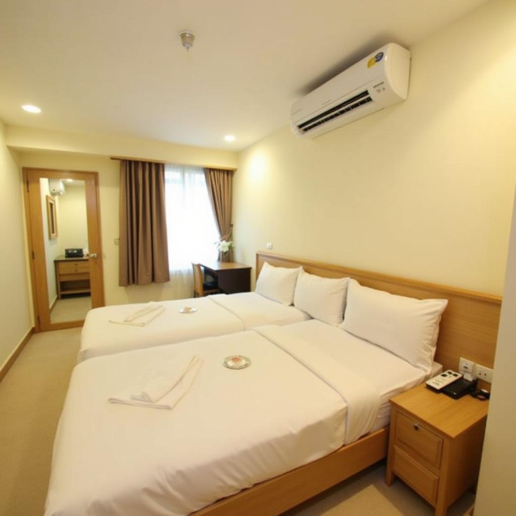 Phòng nghỉ sạch sẽ và thoải mái tại Quốc Cường Center Hotel — 324 Hoàng Diệu, Bình Hiên, Đà Nẵng.